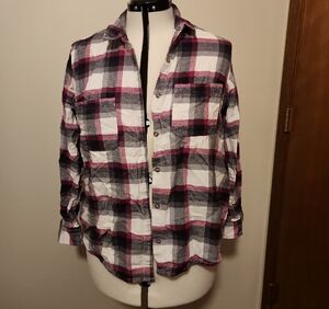 Plaid Flannel Button-Up Shirt